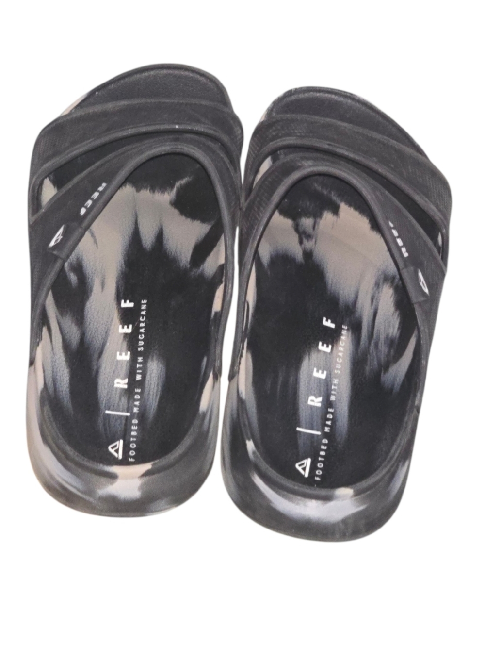 Reef Men's Oasis Double Up Slide Sandals Black Marble Size 11 - Picture 3 of 5
